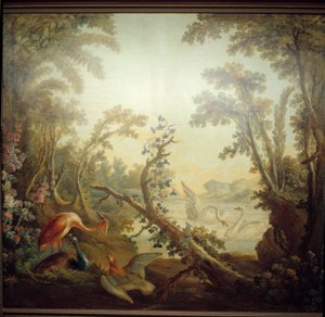 Marteau-loungekyltti: joutsenmaisema. Jean Baptiste Huet (1745-1811) ja Jean Honore Fragonard (1732-1806) tekijältä Jean Honore Fragonard