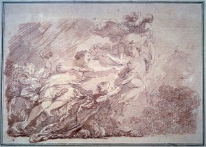 Jean Honore Fragonard (1732-1806) Minerve repii nuoren prinssin Volupte Sanguinesta 1774 Besancon, Musee des Beaux Arts tekijältä Jean Honore Fragonard