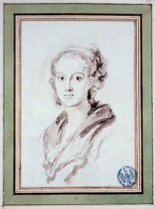 Marguerite Gerardin (1767-1837) muotokuva ranskalainen taidemaalari, Fragonardin käly Jean Honore Fragonardin (1732-1806) piirustus pesussa 1800 Besanconin ympäristössä, Musee des Beaux Arts tekijältä Jean Honore Fragonard