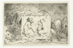 Satyr ja nymfi kahden lapsen kanssa Bacchanales (sarjan nimi) Nymfit ja satyyrit (sarjan nimi) tekijältä Jean Honore Fragonard