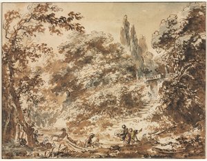 Kohtaus puistossa tekijältä Jean Honore Fragonard