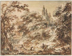 Kohtaus puistossa, c. 1760. tekijältä Jean Honore Fragonard