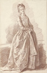 Nuori nainen seisoo, kasvot tekijältä Jean Honore Fragonard