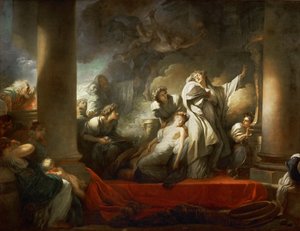Ylipappi Coresus uhraa itsensä pelastaakseen Callirhoen tekijältä Jean Honore Fragonard