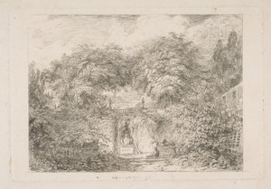 Pieni puisto, n. 1763. tekijältä Jean Honore Fragonard