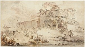 Pysähtynyt kärry tekijältä Jean Honore Fragonard
