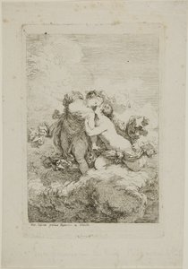 Kaksi naishahmoa pilvessä tekijältä Jean Honore Fragonard