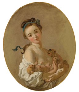 Nuori tyttö, jolla on kaksi pentua, n. 1770 tekijältä Jean Honore Fragonard