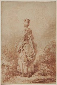 Nuori nainen katselee taaksepäin tekijältä Jean Honore Fragonard