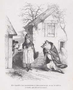 Hän vastasi protesteihini ja valoihini pilkan sävyllä, joka oli niin kylmä, että vannoin ..., n. 1837-47. tekijältä Jean Ignace Isidore Gérard