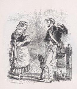 Metsästäjä ja maitoneito elokuvasta The Complete Works of Béranger, 1836. tekijältä Jean Ignace Isidore Gérard