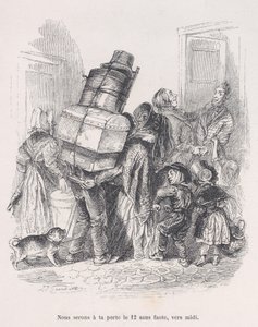 Olemme ovellasi epätoivoisesti keskipäivällä. Ihmiselämän pienistä kurjista, 1843. tekijältä Jean Ignace Isidore Gérard