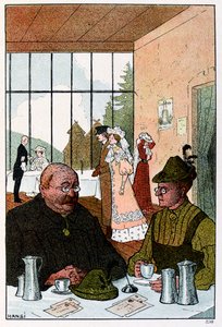 Vogesen Bilder (kuvat Vogeesista); Hotel de la Schuchtissa "Kuinka piru poika saattoi arvata, että olemme saksalaisia"