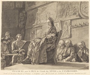 Kilpailu pään ja ilmaisun tutkimuksen palkinnosta tekijältä Jean Jacques Flipart after Charles Nicolas Cochin II