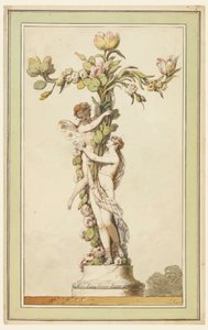 Piirustus, posliininen kynttilänjalka, 1770-80 tekijältä Jean Jacques Francois Le Barbier