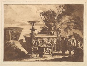 Sävellys Medici-maljakolla, julkaisusta Recueil de Compositions par Lagrenée Le Jeune Coll..., 1782. tekijältä Jean Jacques Lagrenee