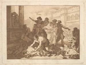 La Peste chez les Philistes Plague among the Philistes, albumissa, joka sisältää R..., 1782-1821. tekijältä Jean Jacques Lagrenee