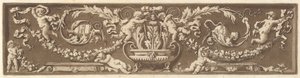 Koristefriisi, jossa on puttia, akantuksen lehtiä ja hedelmäseppeleitä, Recueil de Diff..., 1784.