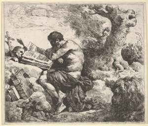Pyhä Hieronymus maisemassa, 1762-63. tekijältä Jean Jacques Lagrenee