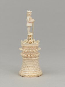 Valkoinen torni, shakkinappula, Intia, 1820 noin tekijältä Jean Jacques Scherrer