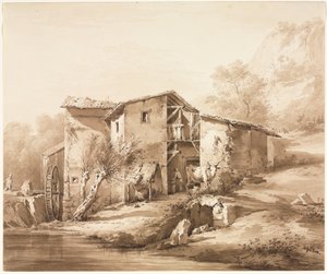 Maisema vesimyllyllä, n. 1790. tekijältä Jean Jacques de Boissieu