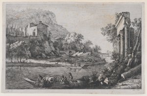 Joen ylitys, 1796. tekijältä Jean Jacques de Boissieu