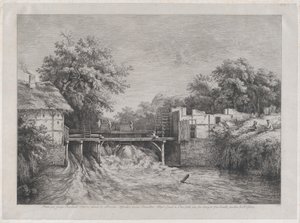 Vesimylly, Ruisdaëlin maalauksen mukaan, 1782.