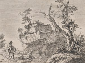Kymmenen maiseman sarjan nimilehti, 1763. tekijältä Jean Jacques de Boissieu
