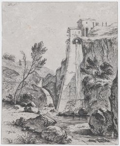 Vesiputous Breenbergin jälkeen, 1764. tekijältä Jean Jacques de Boissieu