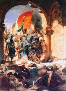 Mehmed II:n saapuminen Konstantinopoliin. tekijältä Jean Joseph Benjamin (after) Constant