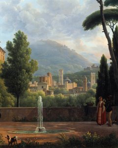 Maisemassa on suihkulähteen yksityiskohta Joseph Bidaultin (1758-1846) maalauksesta. 1821 Valencia. Kuvataidemuseo