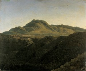 Näkymä roomalaiselle Campagnalle ja Nemi-järvelle tekijältä Jean Joseph Xavier Bidauld