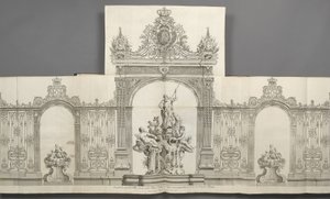 Dessein des Grandes Grilles posées sur la Place royale de Nancy en 1755 par ordre de S. M. le Roy de tekijältä Jean Lamour