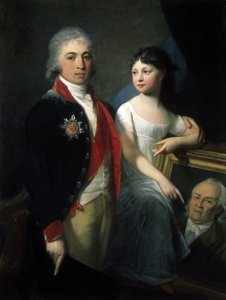 Muotokuva kirjailijasta ja valtiomiehestä Ivan M. Muravyev-Apostol tyttären kanssa (Muotokuva kirjailijasta ja valtiomies Ivan M. Muravyev-Apostol tyttären kanssa) - Jean Laurent Monnierin (1743 tai 1746-1808) maalaus, öljy kankaalle