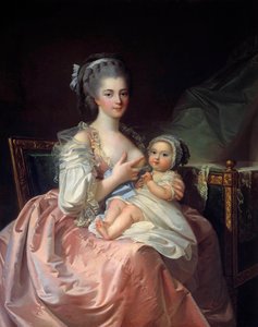 Äiti imettää lastaan Jean Laurent Mosnierin (1743-1808) maalaus 1700-luku. Macon, Kuvataidemuseo
