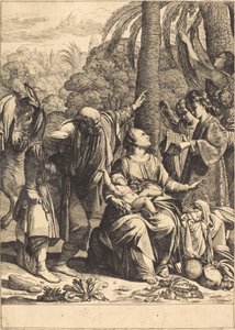 Lepää lennolla Egyptiin tekijältä Jean Leclerc after Carlo Saraceni