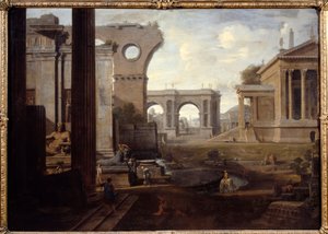 Muinaiset rauniot. Jean Lemairen maalaus (1598-1659)
