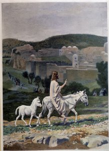 Kristuksen tulo Jerusalemiin palmupäivänä. Kaiverrus Jean Leon Geromen maalauksen jälkeen (Jean-Leon Gerome