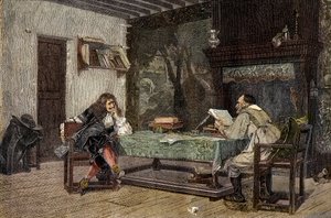 Jean Baptiste Molieren ja Pierre Corneillen yhteistyö ranskalainen draama - "" Tekijät Jean-Baptiste (Jean Baptiste) Poquelin dit Moliere (1622-1673) ja Pierre Corneille (1606-1684)"" kaiverrus Jean-Leonin (Jean) maalauksen jälkeen Leon) Gerome
