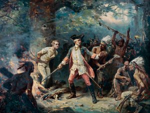 Intiaanien vangiksi joutuneen majuri Israel Putnamin (1718-1790) pelastaminen - Jean Leon Gerome Ferrisin (1863-1930 ) maalaus. tekijältä Jean Leon Gerome
