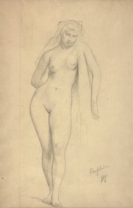 Omphale, n. 1887 (grafiitti paperille) tekijältä Jean Leon Gerome