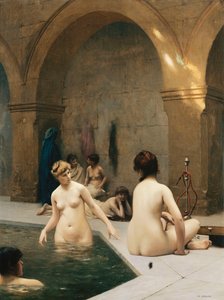 Uimarit; Baigneuses, n. 1889 tekijältä Jean Leon Gerome