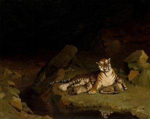 Tiger and Cubs, n. 1884. tekijältä Jean Leon Gerome