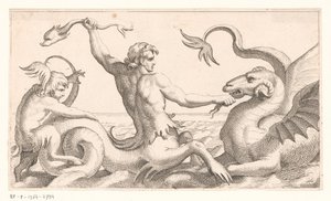 Triton taistelee merihirviötä vastaan tekijältä Jean Lepautre (attributed to)