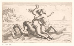 Triton sieppaa naisen tekijältä Jean Lepautre (attributed to)