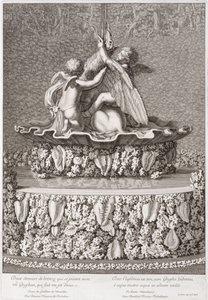 Suihkulähde, jossa kaksi amoria leikkimässä grifonilla, Benoit Massou, Versailles, 1676 tekijältä Jean Lepautre