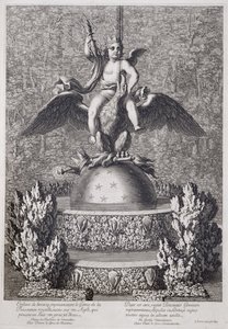 Pierre le Grosin kuninkaallisen voiman neroa edustavat suihkulähteet, Versailles, 1677 tekijältä Jean Lepautre
