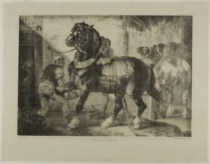 Ranskalainen suutari, levy 12 eri aiheista, jotka on piirretty elämästä kivelle. tekijältä Jean Louis André Théodore Géricault