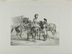 A Party of Life Guards, levy 5 eri aiheista, jotka on piirretty elävästä elämästä ja kivestä (The English Suite). tekijältä Jean Louis André Théodore Géricault