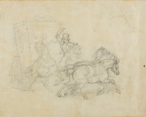 Viiden hevosen vetämät postivaunut tekijältä Jean Louis André Théodore Géricault